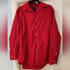 Men's Bill Robinson Red Button Down Long Sleeve Shirt, Size M